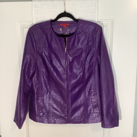 Toni B Jackets & Blazers - Toni B Ladies Faux Alligator Zipper Down Lined Blazer Purple Size L